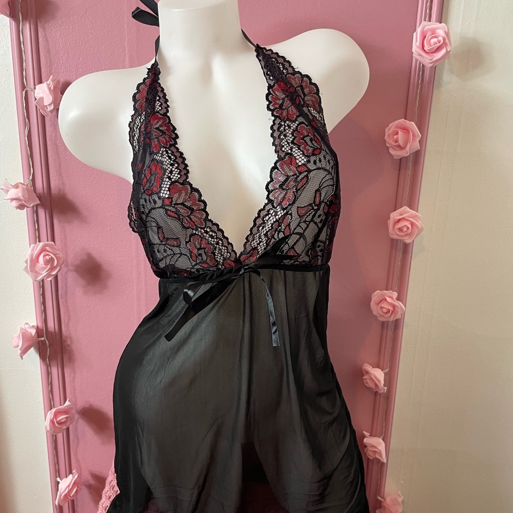 NEW - Large - night dress see-trough babydoll lingerie sexy sleepwear - pajama
